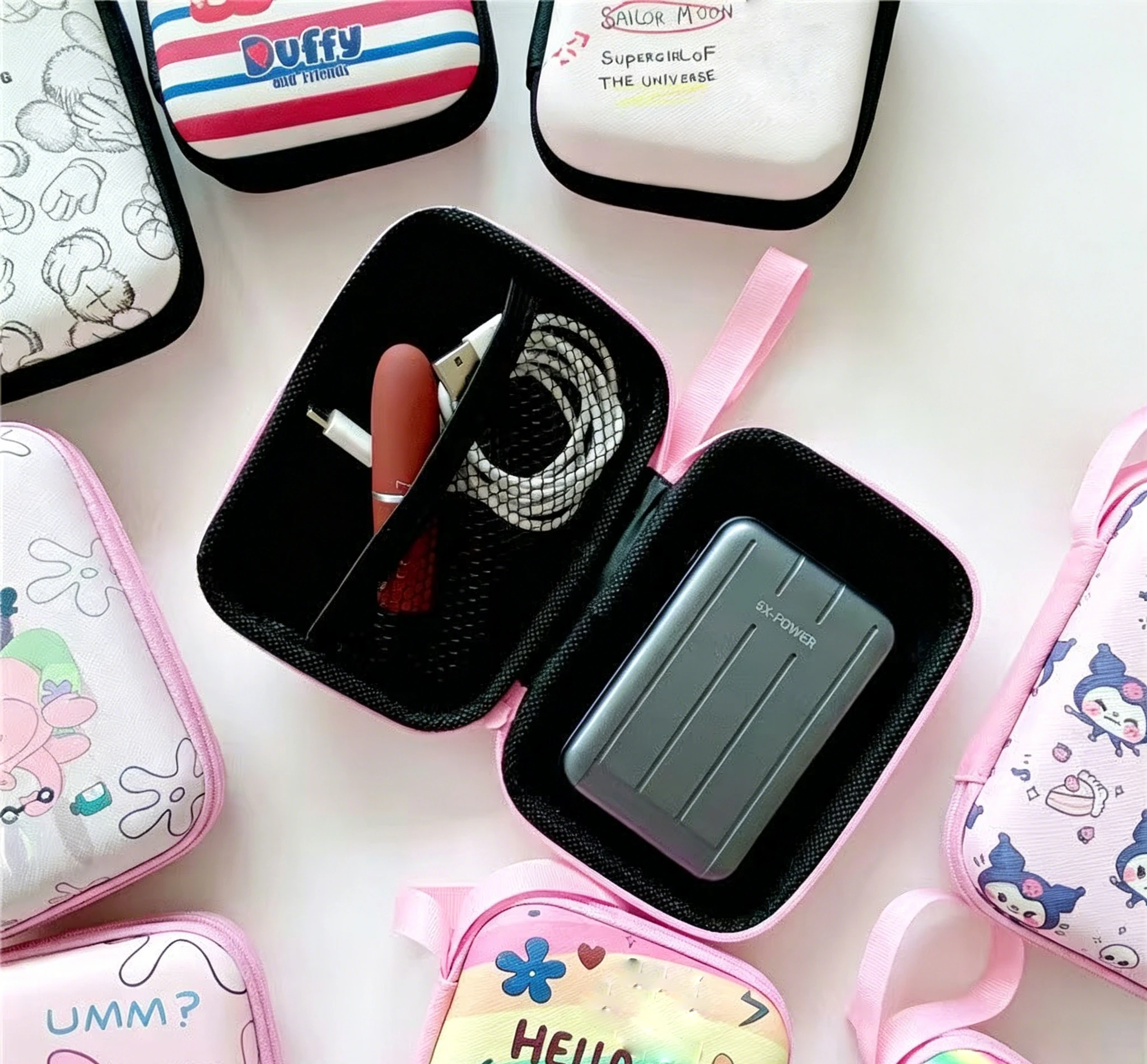 Hello Kitty Portable Storage Box, Kuromi Storage Bag, Pochacco Data Cable Charger Travel Storage Coin Purse Protective Case Gift view 4