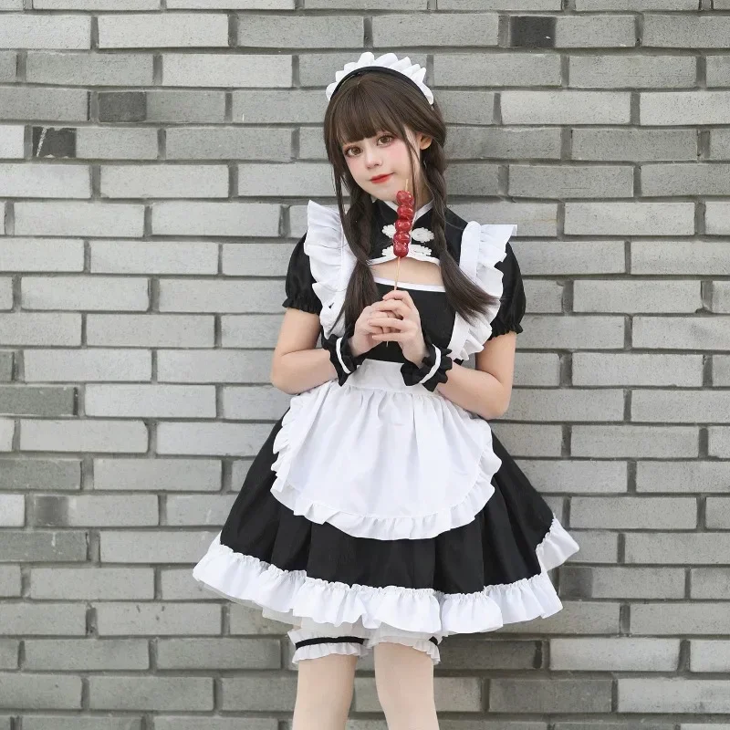 Maid Costume Dress Role-playing Sweet Classic Apron Black and White Maid Costume