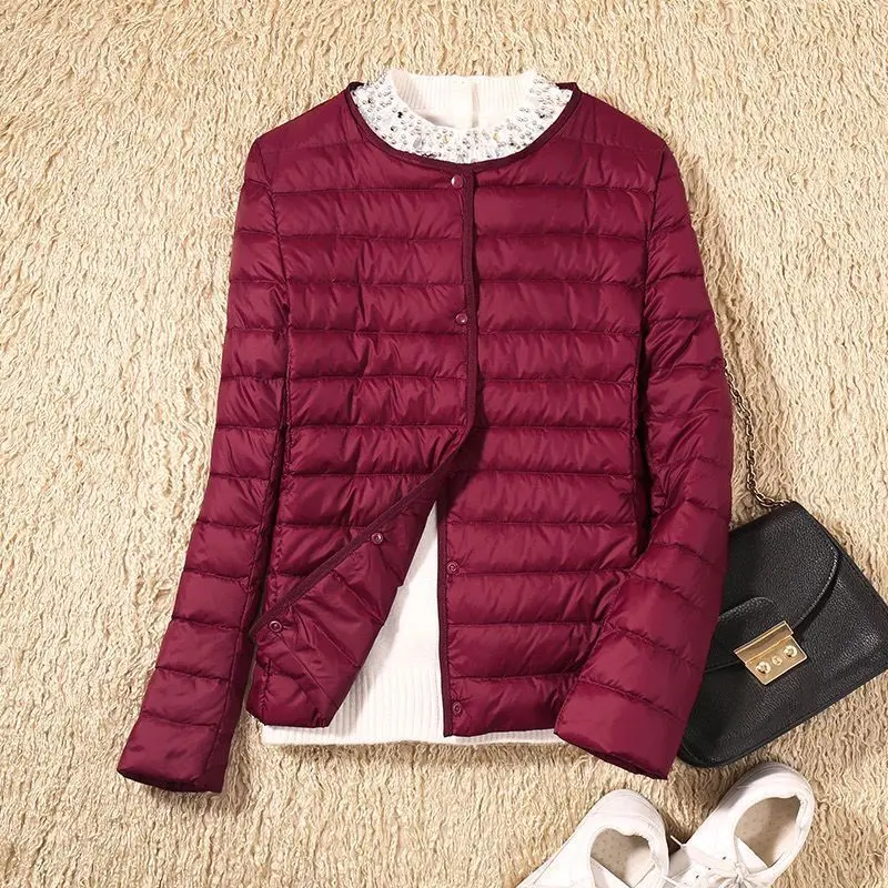 ผู้หญิงฤดูใบไม้ร่วงฤดูหนาว Ultralight ลงเสื้อเป็ดสีขาวลงเสื้อโค้ทยาวกลางแจ้ง Windproof เล่นสกีเดินป่า Trekking แจ็คเก็ต