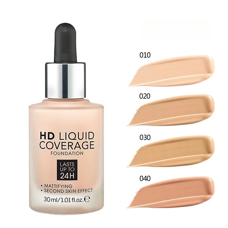 Base líquida correctora de larga duración con gotero alemán de 24 horas para maquillaje permanente, crema de base HD, venta al por mayor