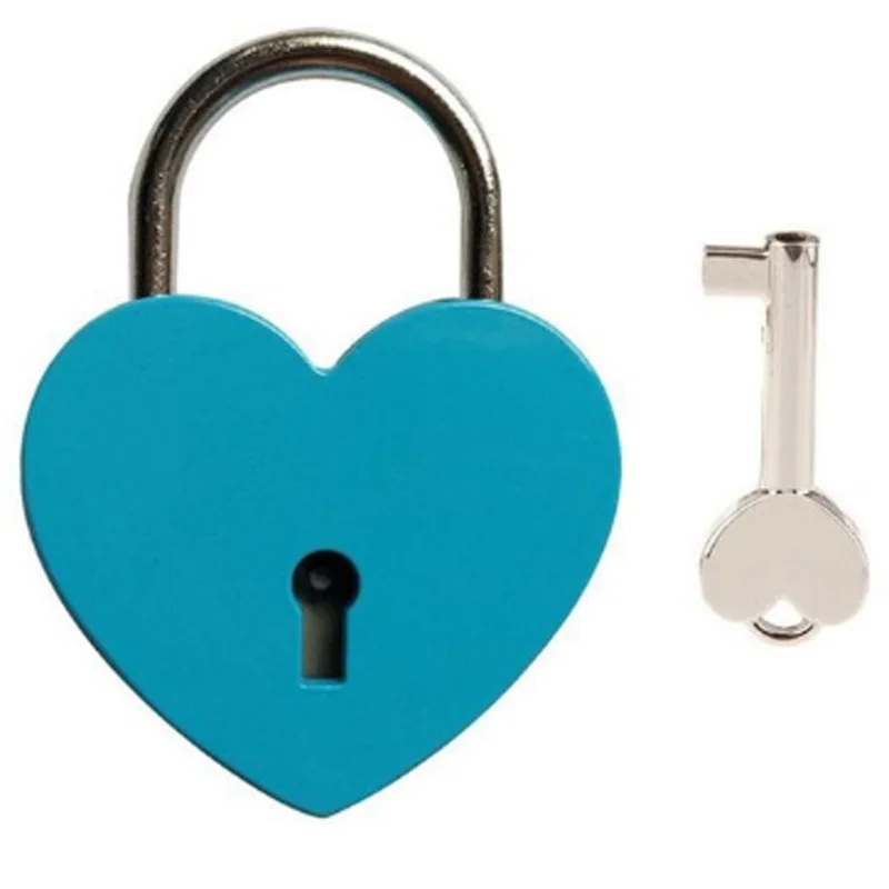 Zinc Alloy 45*59*8mm Heart Style Padlock Large Anti-Theft Padlock with Key Lock Travel Jewelry Box Diary Suitcase Wardrobe Lock