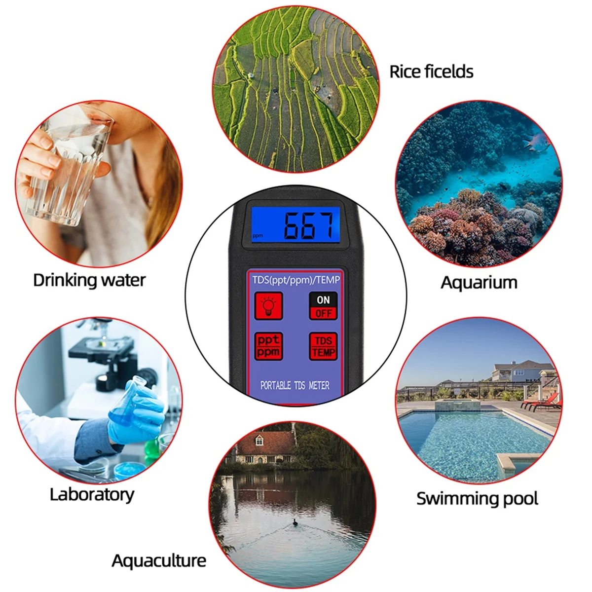 

LCD Digital TDS Meter High Precision Water Quality Tester TDS Temperature Detector Waterproof Water Analyzer