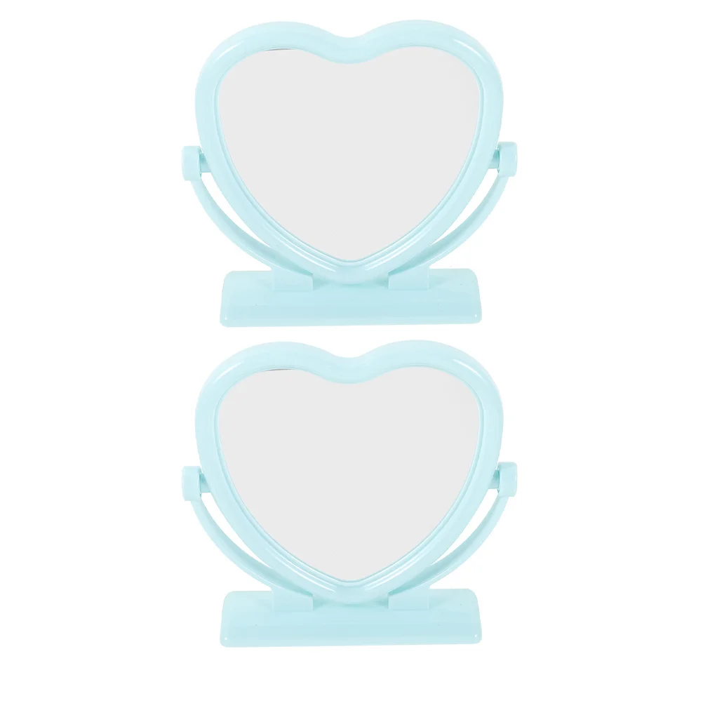 

2Pcs Heart Double Sided Makeup Mirror Portable Vanity Desktop Mirror Adjustable Angle for Desk Tabletop Makeup Mirrors