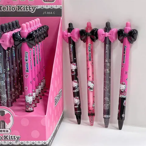 Genuine Sanrio Hello Kitty Push-Button Ballpoint Pens Cartoon Kuromi 0.5MM Black Gel Pen Student Writing Drawing Stationery Gift