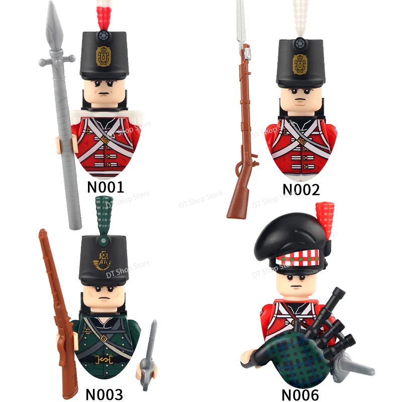 Napoleonic Wars Military Soldiers Building Blocks action Figures French British Fusilier Rifles Weapons Toys For Kids N001-048