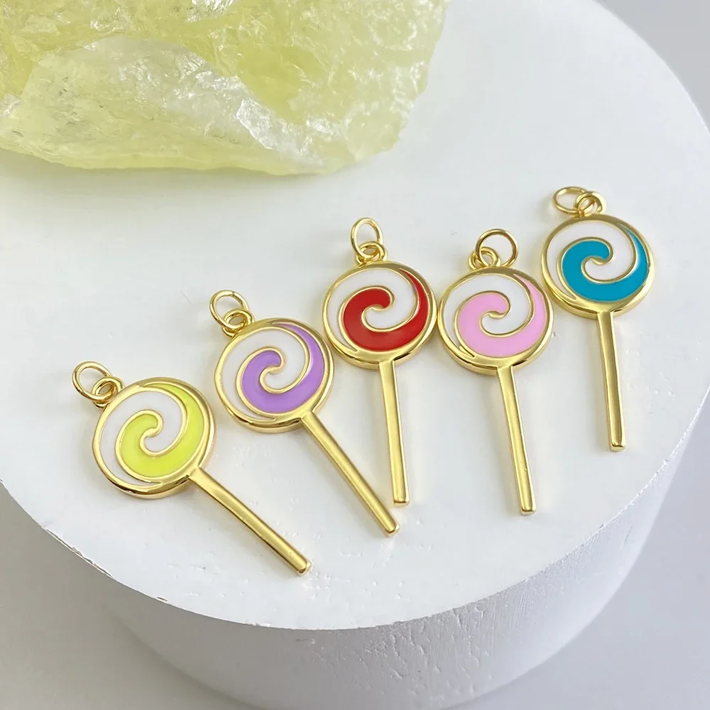 Cute candy lollipop charms for jewelry making Bohemian Diy earrings, bracelets, keychains and high-quality tea resin accessories