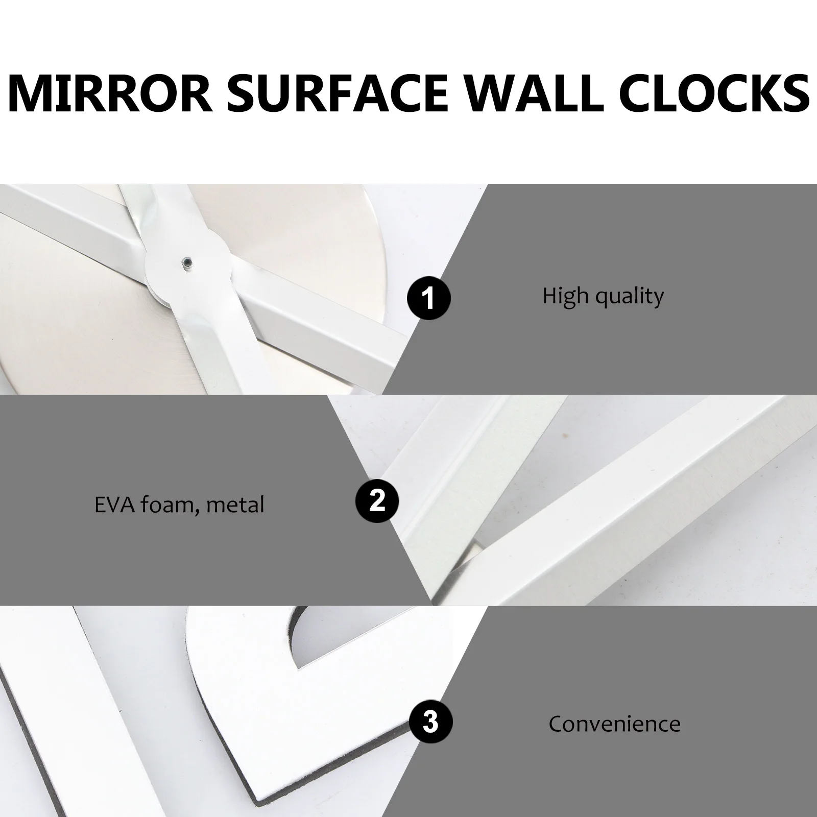 

3D Frameless Large Mirror Surface Self-Adhesive Waterproof Non-Toxic Diy Silent Movement Decor For Living Room Bedroom Office