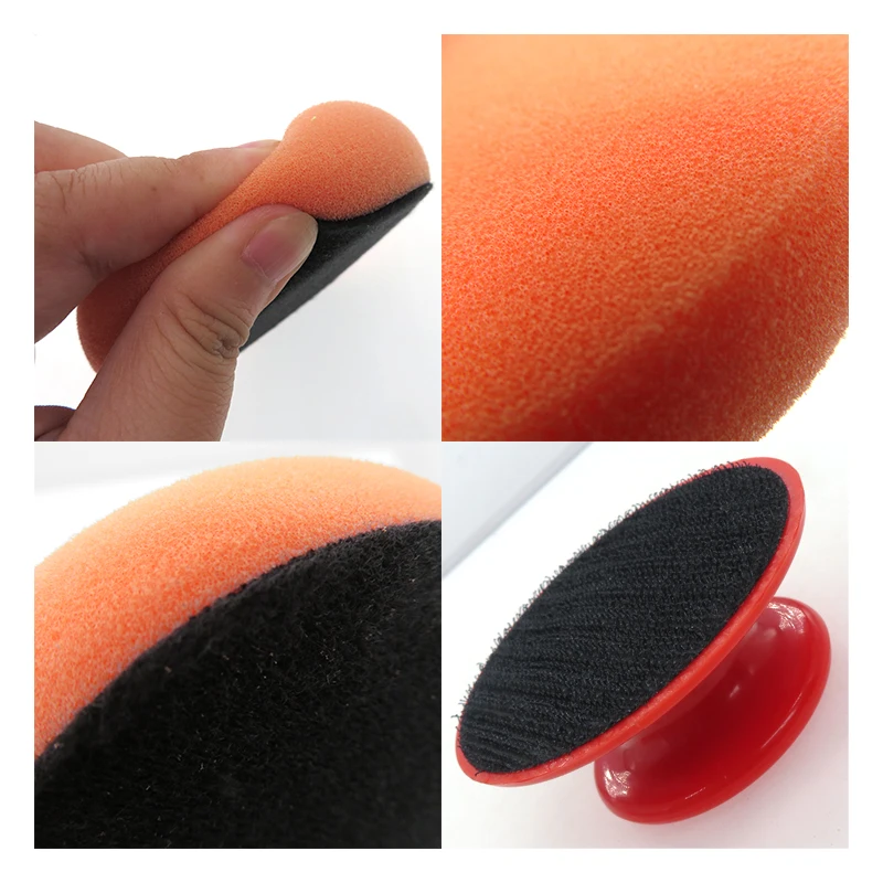 4 Inch Car Wax Applicator Pads Set with Red Handle Soft Sponge Applicators Foam Wax Pad  for Polishing and Cleaning Cars