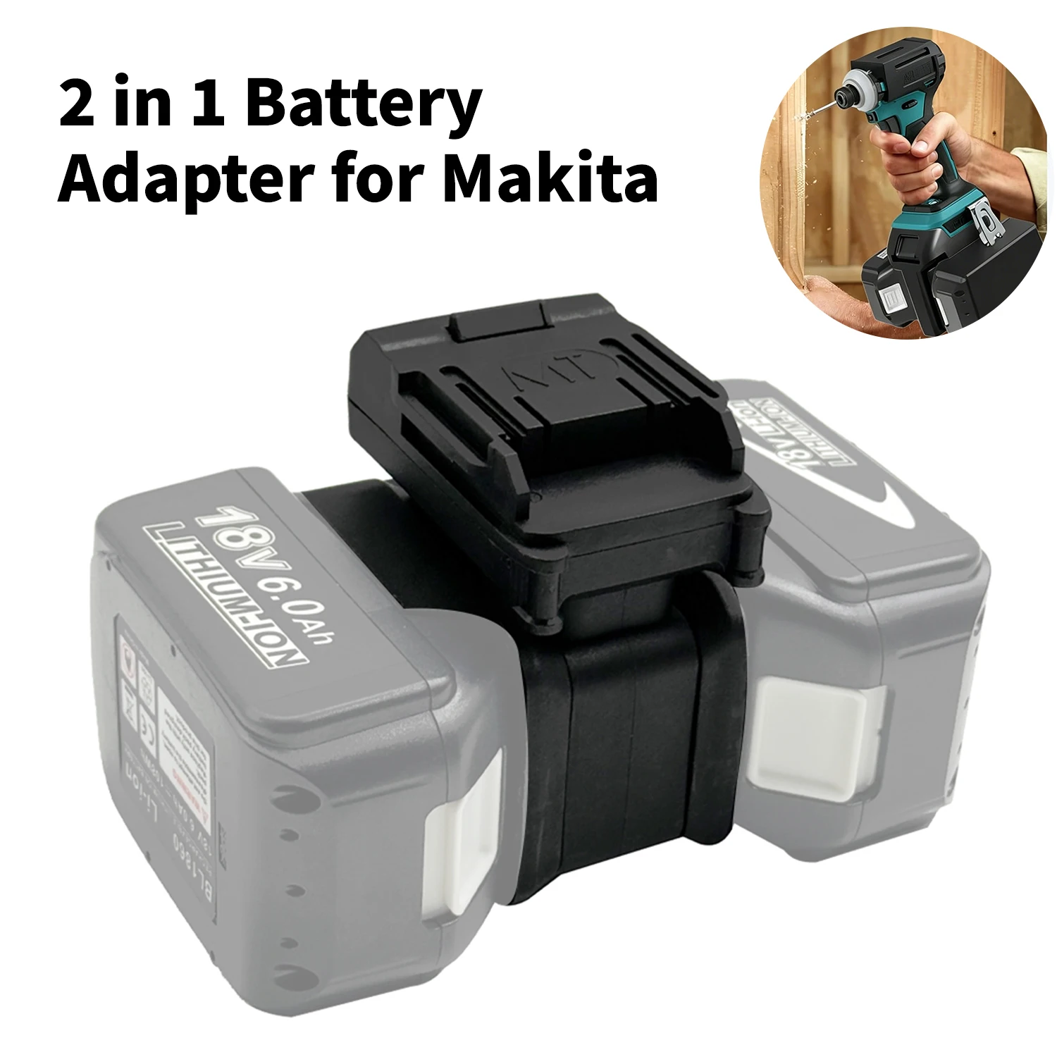 

2 in 1 Adapter Converter For Makita 18 V Li-ion Battery Dual Battery Connector Electric Cordless Power Tool