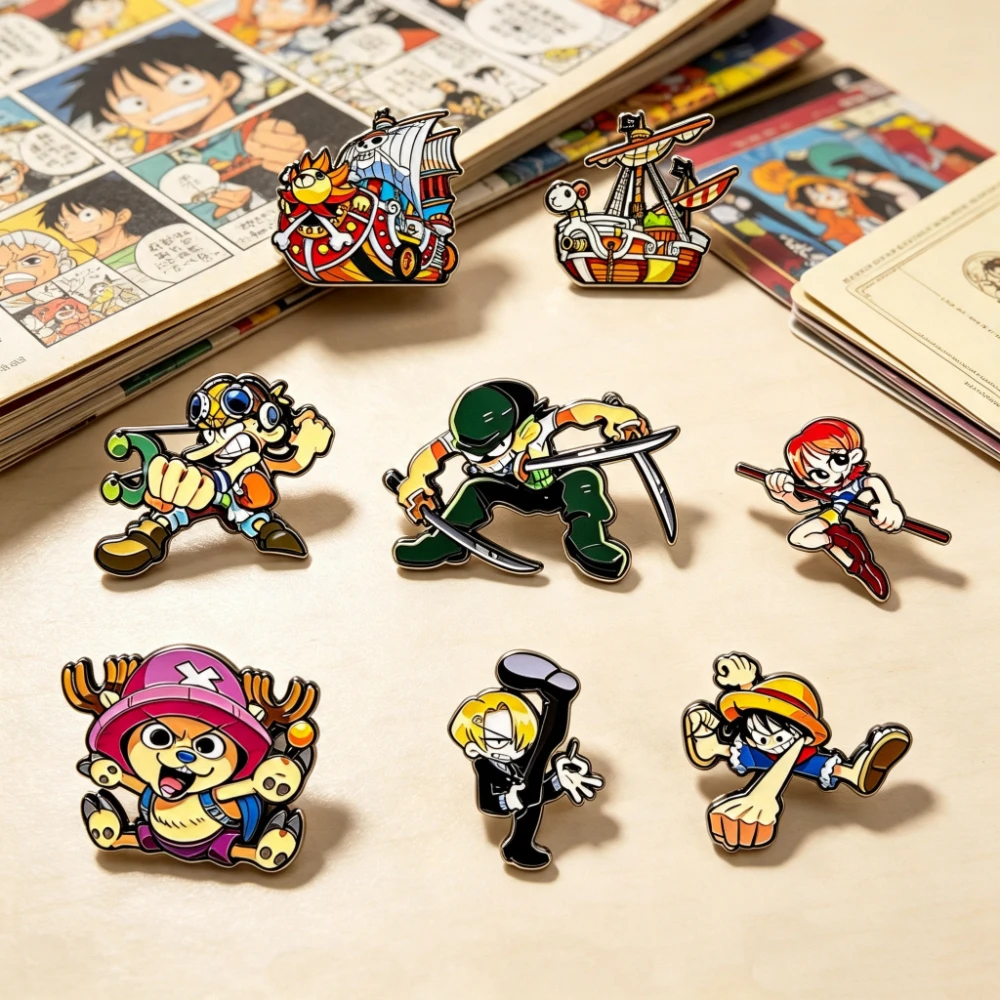 8Pcs Cute Q Version Cartoon Enamel Pins, Anime Style Metal Brooch Lapel Badge Set, Halloween Backpack Clothing Jewelry