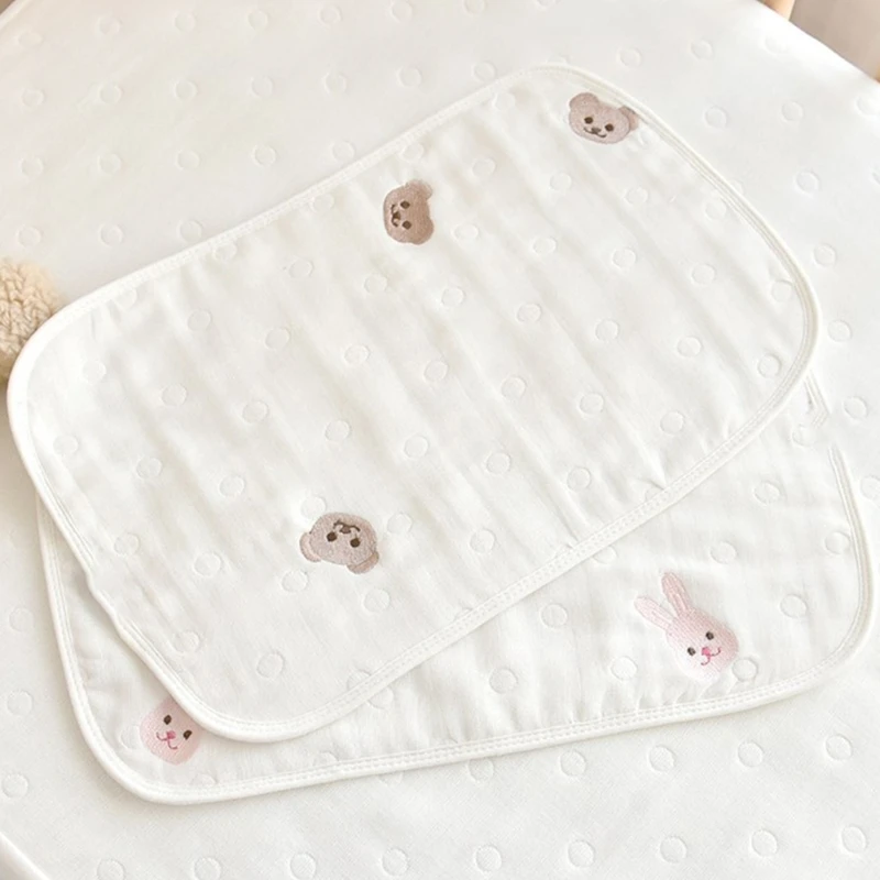 6 Layer Cotton Baby Pillows for Newborn Gauze Towel Burp Cloths Baby Stuff Gauze Embroidered Babies Accessories