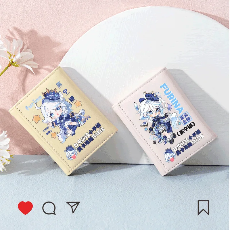 Genshin Impact Merchandise Water God Funina Cartera corta plegable diseño de nicho gran capacidad ranura para múltiples tarjetas Anine