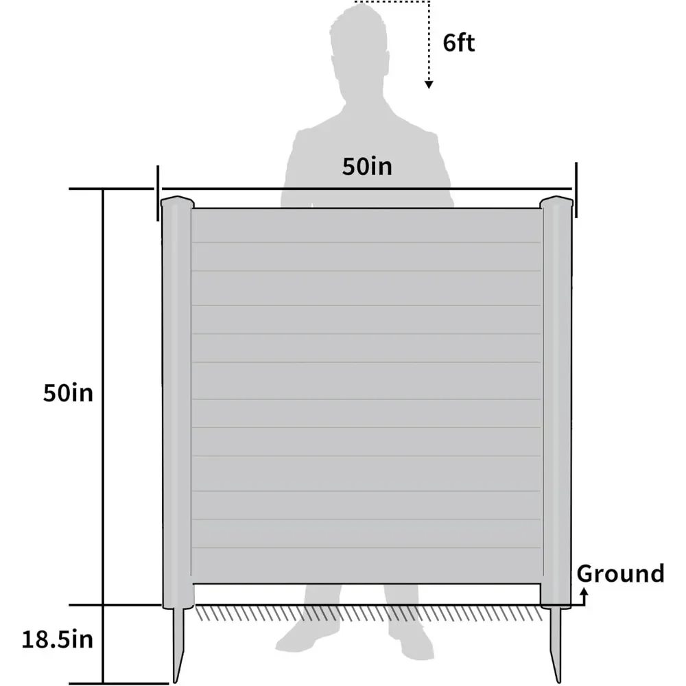 Air Conditioner Fence Privacy Screen Trash Can Enclosure, Outdoor Privacy Fence Panels for Outside (2 Panels with Metal Stake)