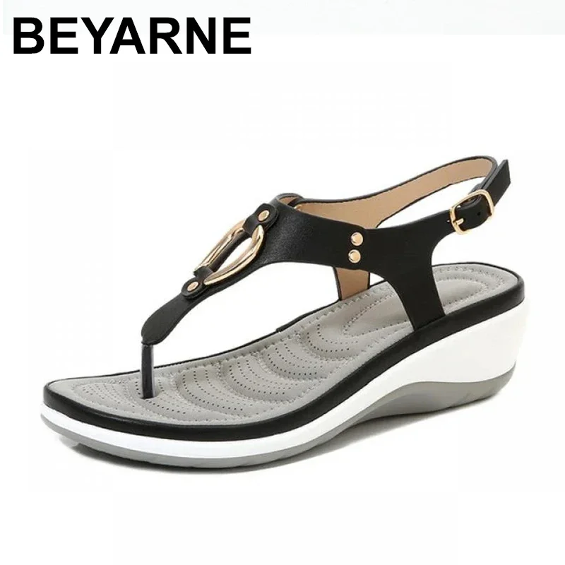 Summer woman Bohemian Fashion Metal decoration Flat Sandals Women\'s Casual Beach Sandals Ladies Shoes sandalia feminina hy365