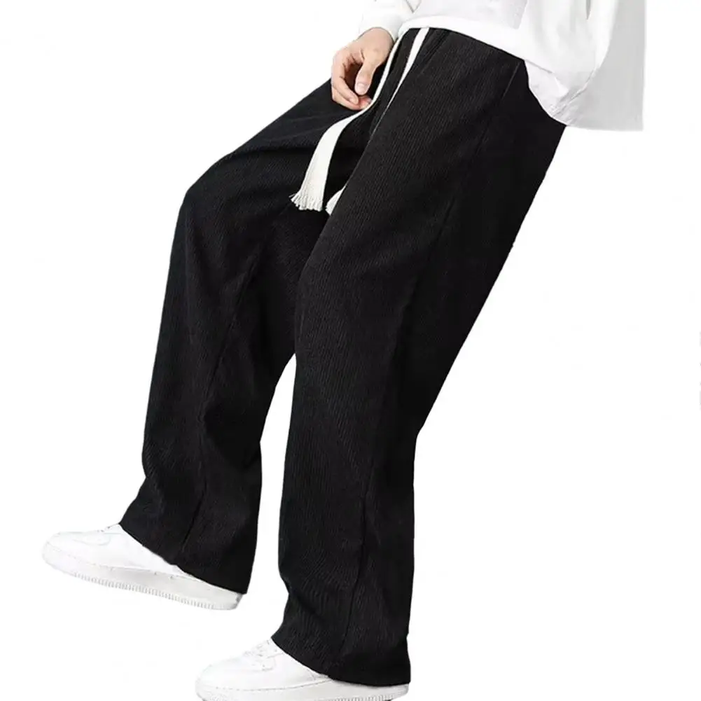 Men Fleece Pants Cold Weather Sweatpants Men's Fall/winter Drawstring Sweatpants with Wide Leg Plush Pockets for Cold