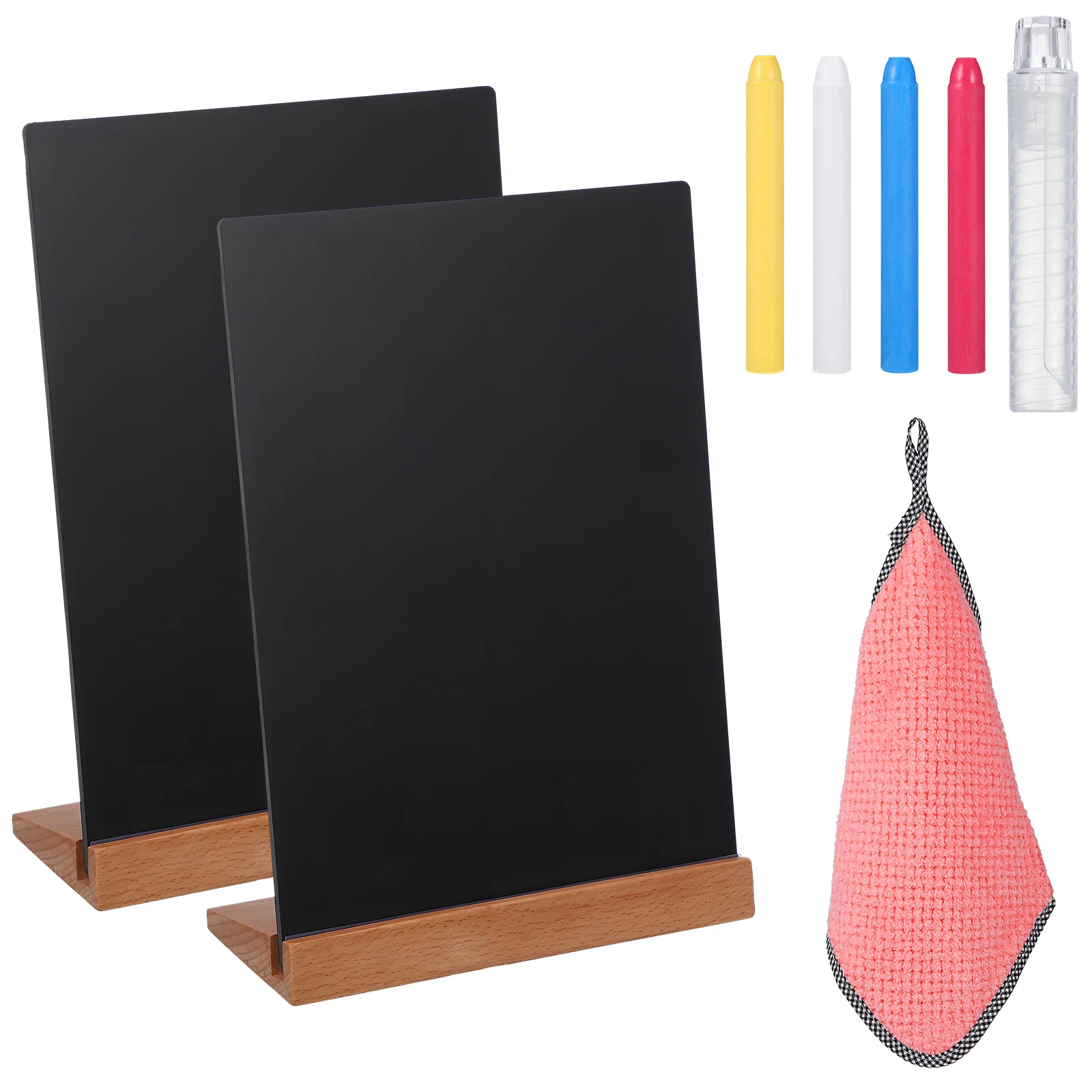 2 Pcs Beech Hand Drawn Table Card Sign Mini Chalkboard Signs for Food Display Stands