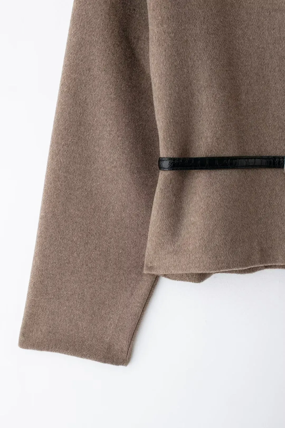 Women's Belted Wrap Short Coat 2025 Autumn Winter Wool Blend V Neck Fashion Outerwear Casual Office Wear Warm Jacket