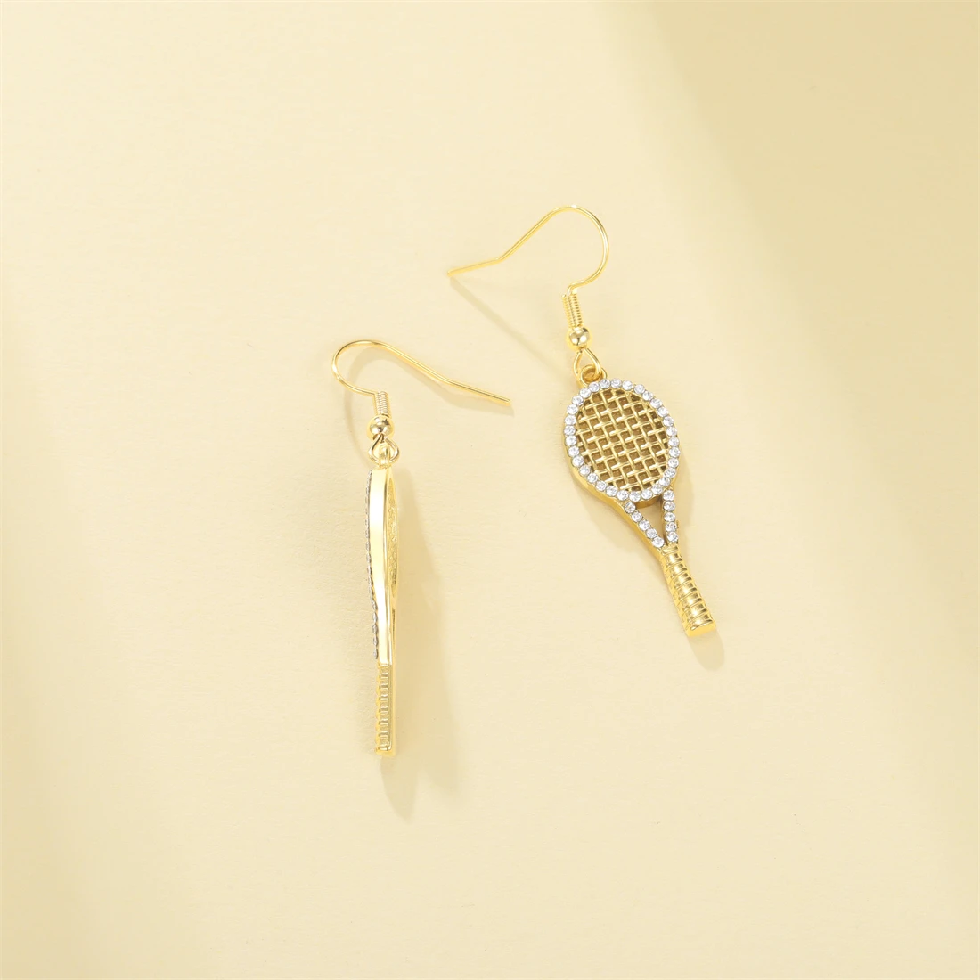 Eueavan Zirkon Tennisschläger Ohrhänger Edelstahl Minimalistisch 18K Vergoldete Ohrringe für Frauen Sport Schmuck Geschenk – Detail 7