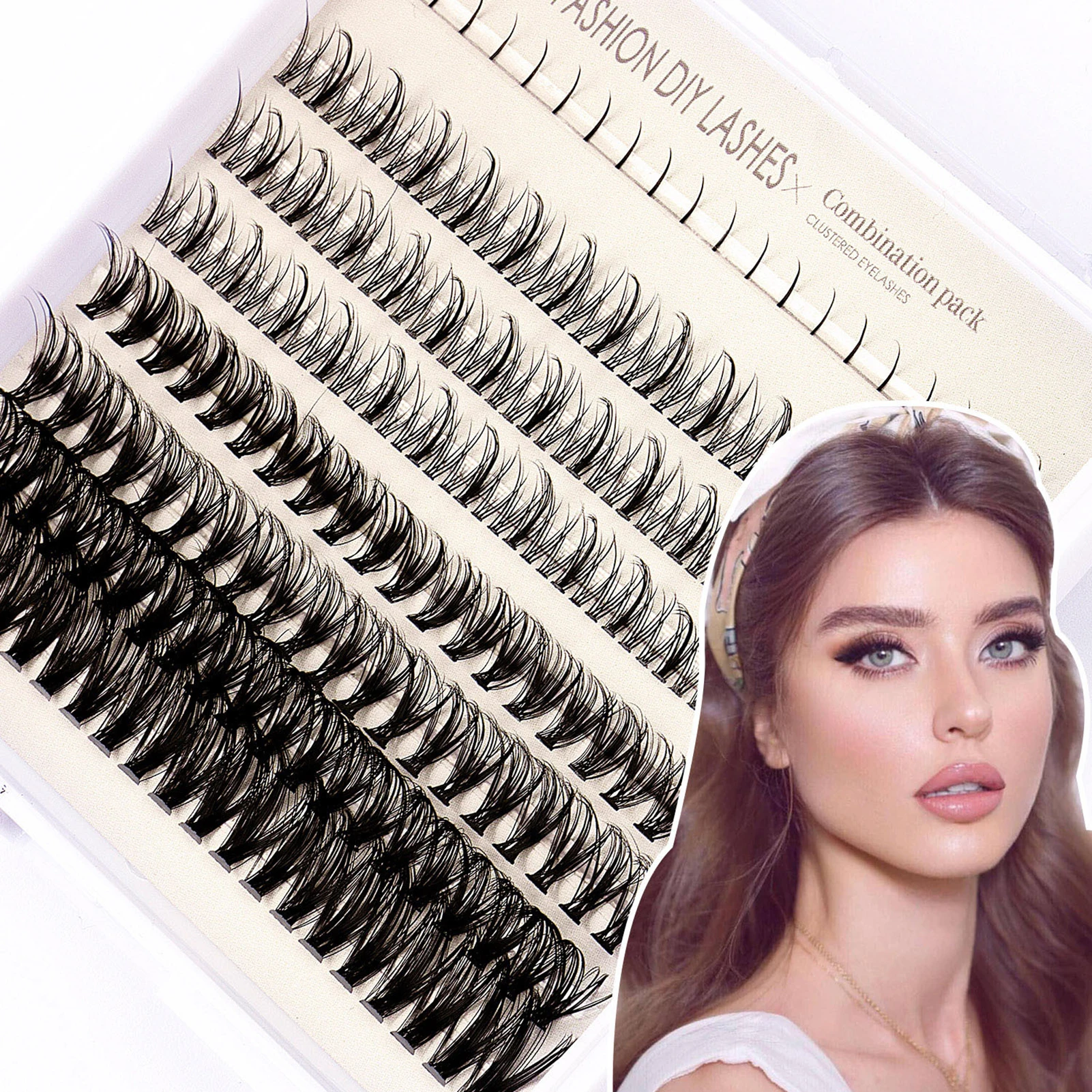 Eyelash Extension Kit Cluster Lashes with Lash  and Seal Lash Applicator Tool for Self Application at Home