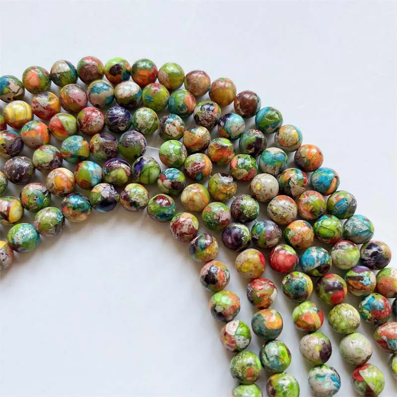 

8MM Natural Emperor Stone Beads Multicolor Round Jade Spacer Charms Bead for Jewelry Making DIY Bracelet Necklace Accessories