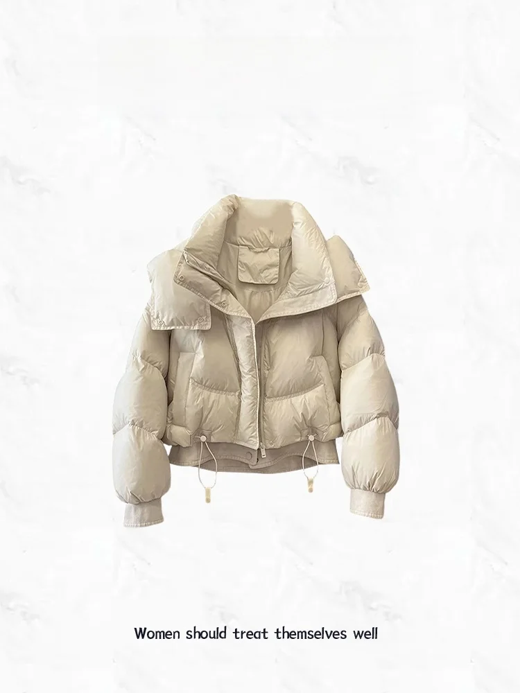 

Thickened Denim Patchwork Women's Cotton Jacket Winter Warm Bread Style Coat Korean Style Commute Long Sleeve Short Length