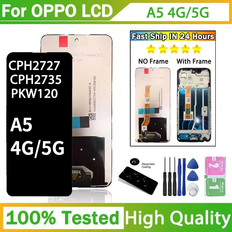 6.67 High Quality For Oppo A5 4G/5G LCD CPH2735 CPH2727 PKW120 Display Touch Screen Digitizer Assembly Replacement