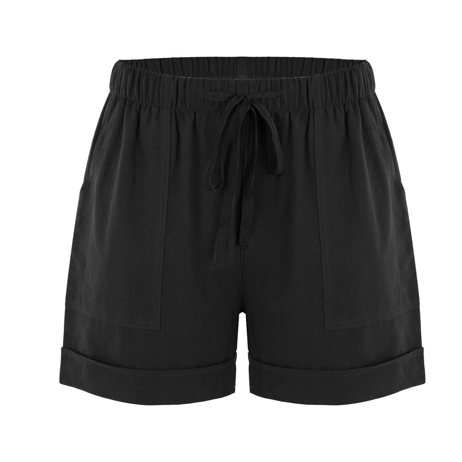 Short Confortable pour Femme, Biack artificiel astique, Proximité, Wstring, Décontracté, Taille Haute, avec Poches, Été 2024