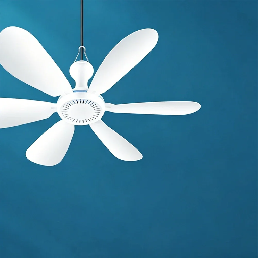 USB Ceiling Fan 6 Blades Remote 4 Wind Settings for Camping Tent Dorm Room Indoor Outdoor Portable Lightweight Fan