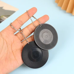 Retro CD Record Artificial Coaster Pendant Keychain Bag Charm，Vinyl Record Cup Mat Key Ring Ornament Personalized Hanging Decor