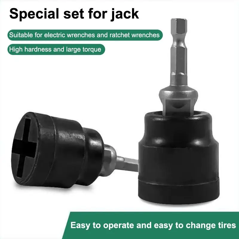 

Universal Scissor Car Jack Adapter Rv Stabilizer Jack Drill Adapter Car Disassemble Tool Steel Ball Joint Rod Impact Wrench Tool