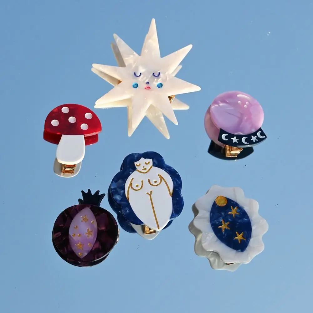 

Headwear Moon Barrettes Ins Hair Clips Hair Side Clips Star Women Hairpins Korean Duckbill Clips Acetate Hair Clips Mushroom