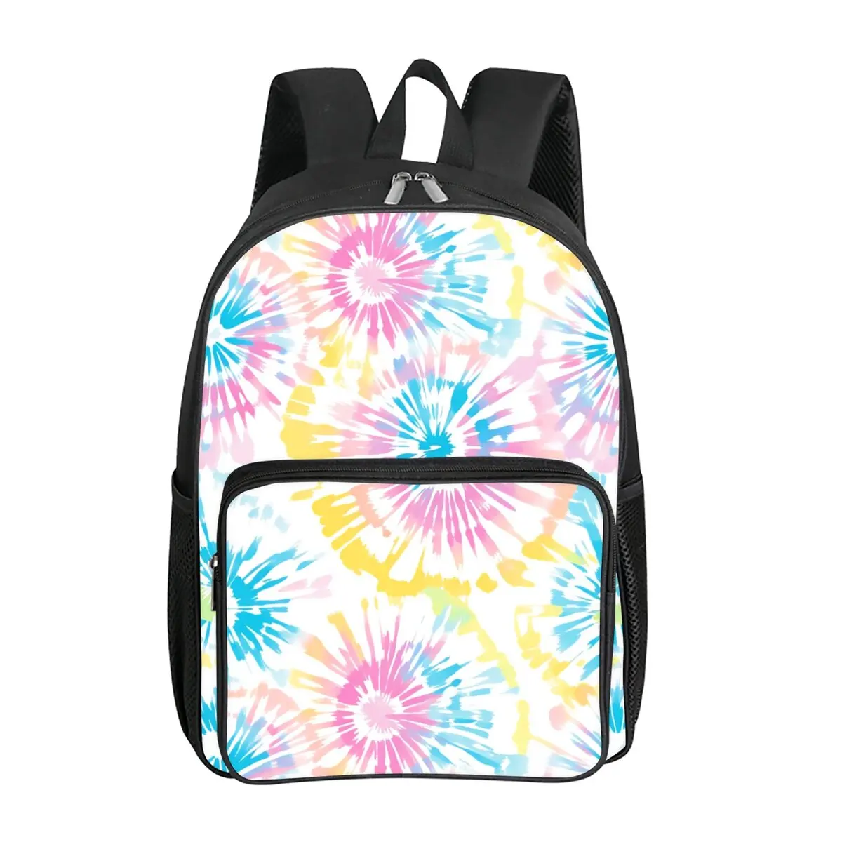Rucksack mit Batik-Print und quadratischer Vordertasche, großes Fassungsvermögen für Jungen/Mädchen, bestes Geschenk, 2D-Cartoon-Schultasche für Kinder