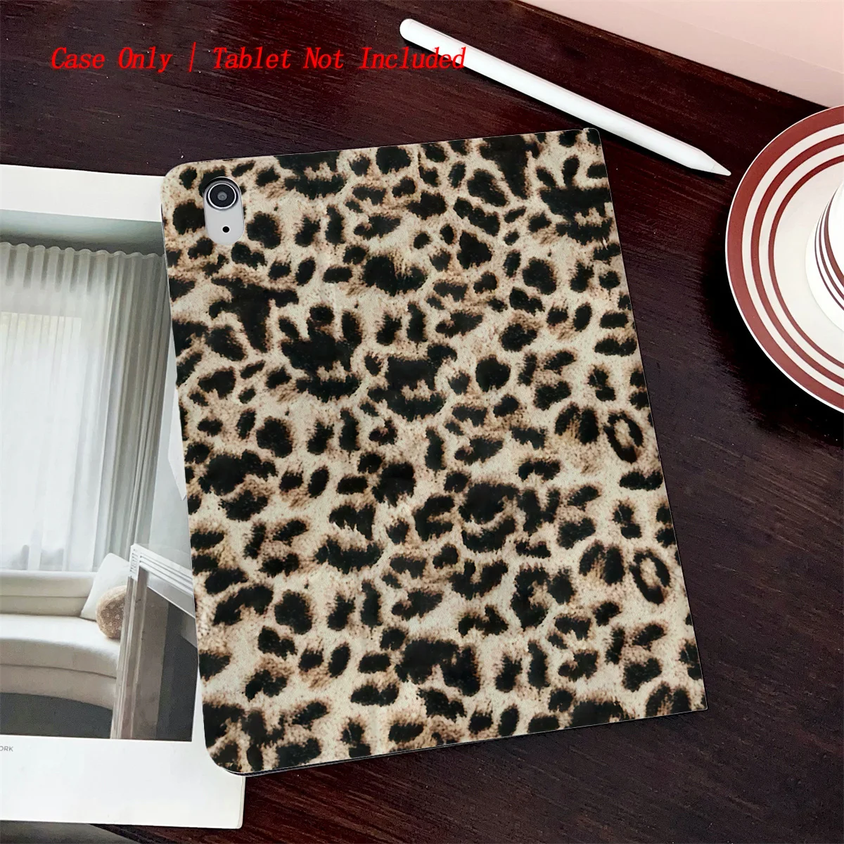 Leopard Printed iPad Case with Pen Slot - Simple Fresh Style Book Design for Pro/Air 5 4/iPad 10/Mini 5