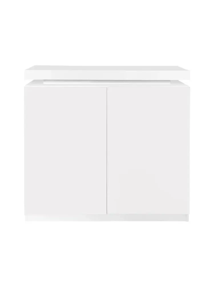 Zapatero de madera blanca de alto brillo con luces LED, organizador de zapatos de almacenamiento minimalista