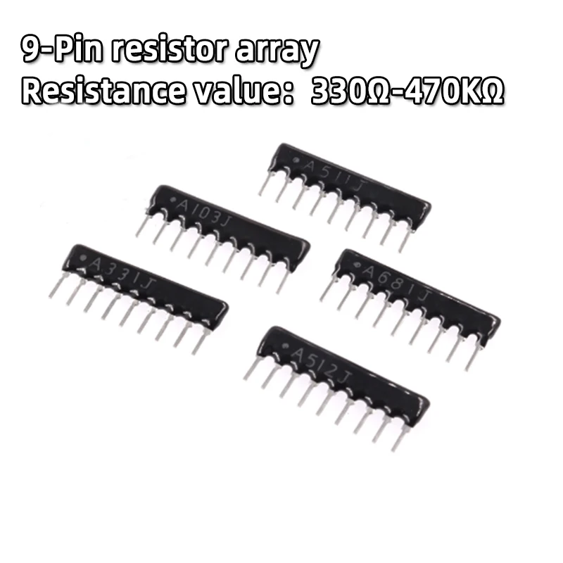 10PCS 9-pin 9P esclusione 1K 10K 2K 4.7K A103J A102J A472J A202J A222J A302J A512J A203J A303J A333J A473J array di resistori di rete