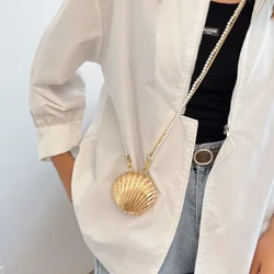 Desiner Girdle Pearl Chain Belt Bag Metal Shell Mini Waistpack Versatile Purse Elegant women's Belt Female Jeans Waistband