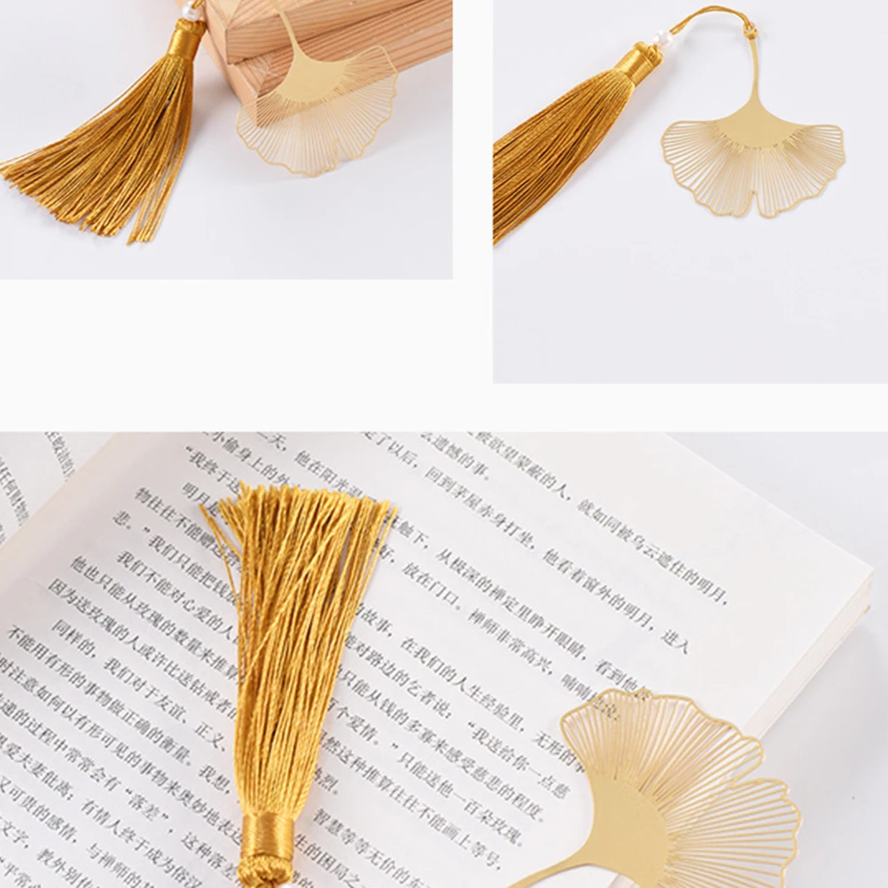 

4pcs Ginkgo Leaf Bookmark Elegant Creative Tassel Page Marker Hollow Leaf Design Gifts Students Writers Readers Bookmarks