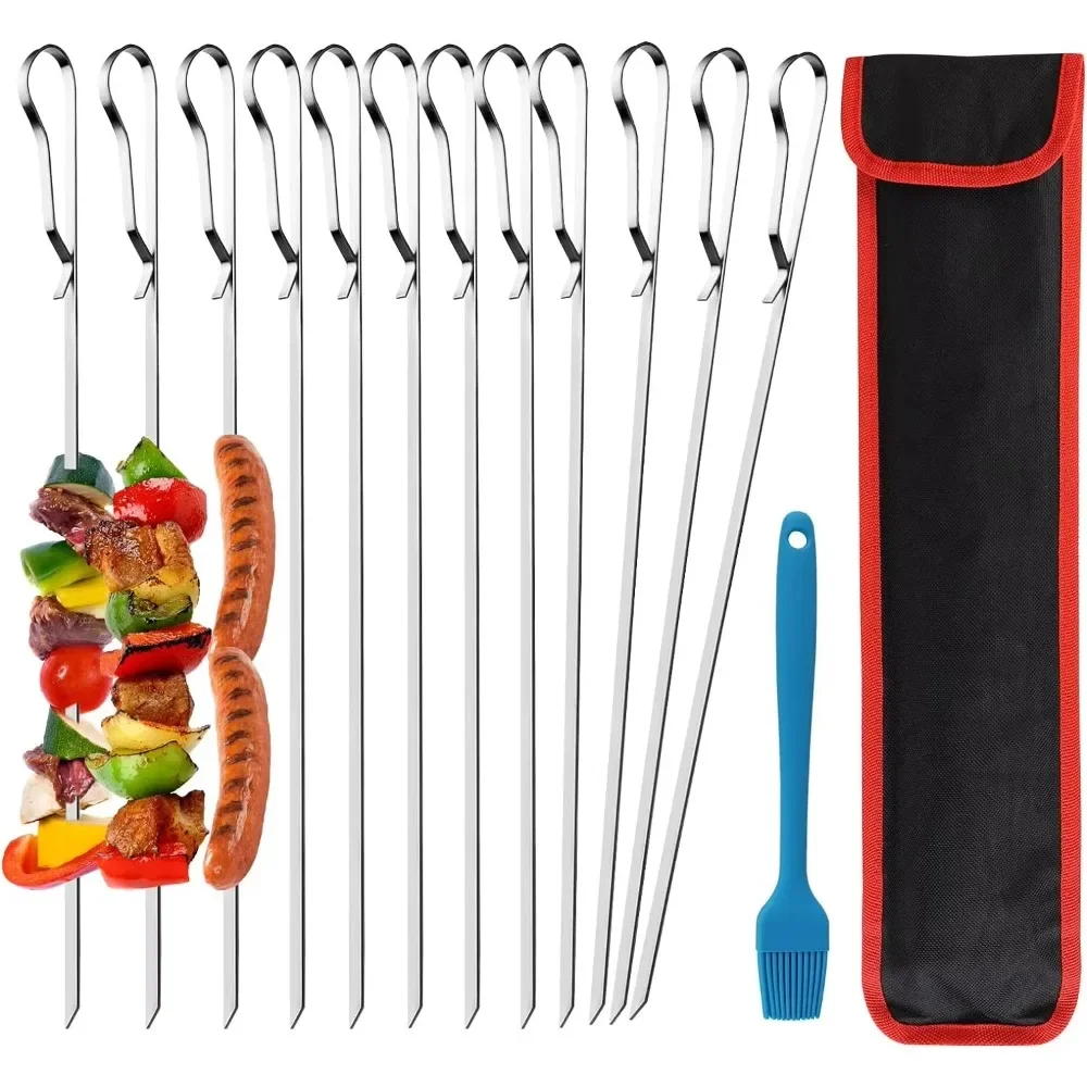 

Шашлык для барбекю, многоразовые шампуры для барбекю из нержавеющей стали, шашлык для хот-догов, железная палочка для кемпинга, пикника, кухонные инструменты