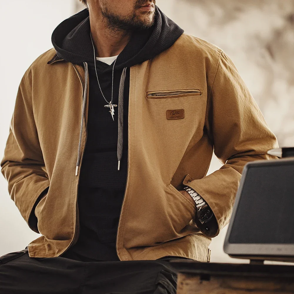 

2024 New Interstellar Same Style Tops Detroit Hunting Jacket J001 American Retro Lapel Street Jacket for Men's Spring