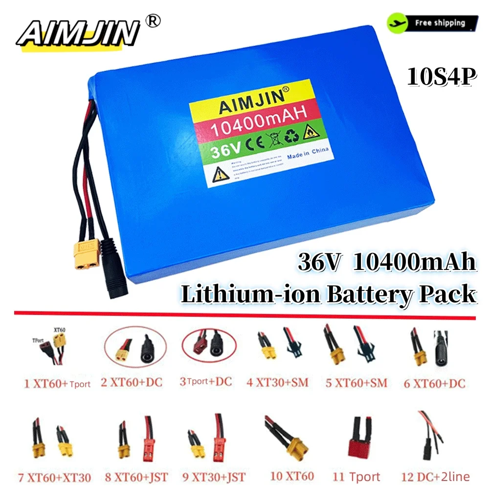 10S4P 36V 10400mAh Lithium-ion Battery Pack Suitable for Bicycles, Cars, and Electric Scooters,with Built-in BMS