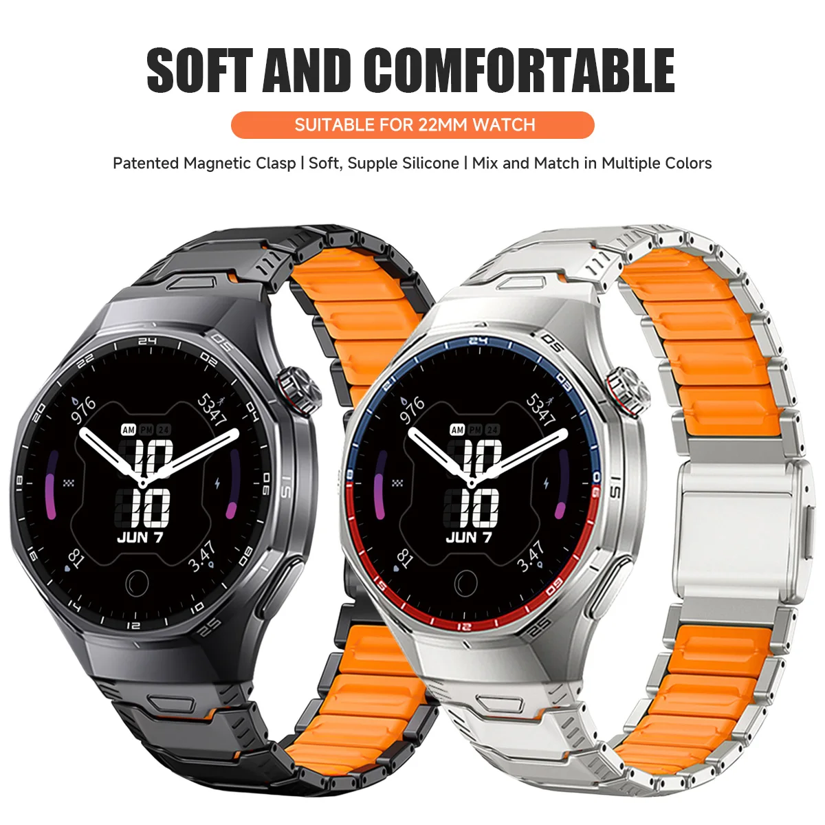 Titanium Silicone Magnetic Band For Huawei Watch GT6 Pro GT5 Pro 46mm 4 Pro Strap For Redmi Watch 5 Active/5 Lite Watchband