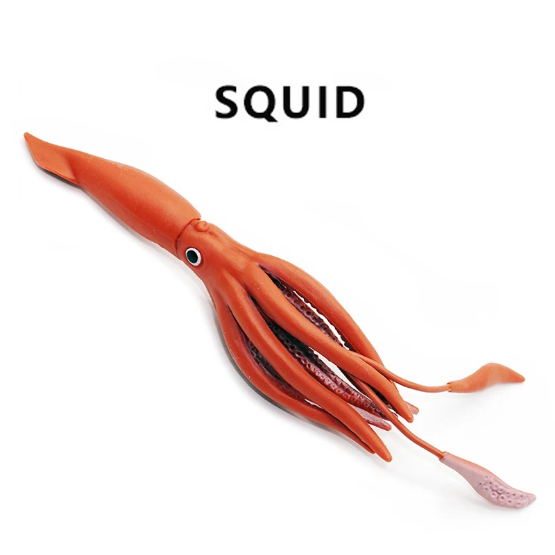 1Pc Creative Simulation Sea  Animals Squid Octopus Action Figures Soft Rubber Squid Model Figurines Kids Education Decor Toys