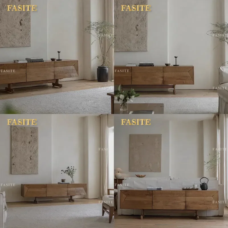 For Wabi Wind TV Cabinet Japanese Retro Solid Wood Furniture Designer Old Wood Living Room Storage Console B&B Hotel Style