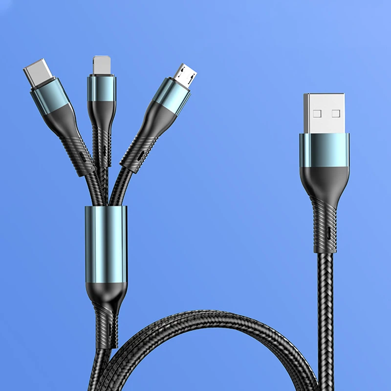 3in1 USB C Cable For iphone 14 13 12 Pro Max USB To Type C Fast Charging Cable Micro Lightning For ipad Samsung Xiaomi Tablet