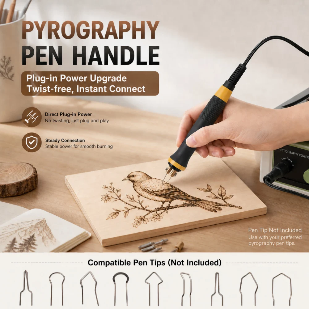 Wood Burning Pen Safe Pyrography Tool for Beginners Non‑Slip Handle DIY Art Craft for Wood Gourd Handmade Decoration Projects