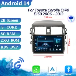 Android 14 For Toyota Corolla E140 E150 2006-2013 Car Radio Navigation Multimedia Wireless Bluetooth Carplay Touch Screen Stereo