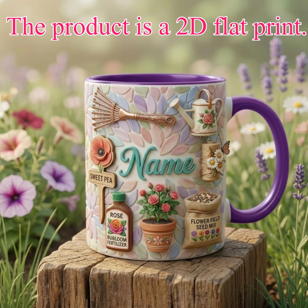 Personalized Floral Gardening Mug Plant Lady Cup Flower Garden Gift Floral Mug 2D Flat Printing Perfect Birthday Christmas Hallo