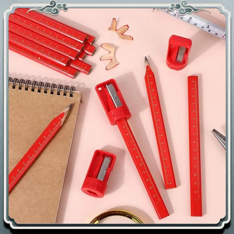 Premium 40 Pcs Carpenter Pencils With 6 Pencil Sharpener 7 Inch Flat Octagonal Hard Black Woodworking Construction Pencils