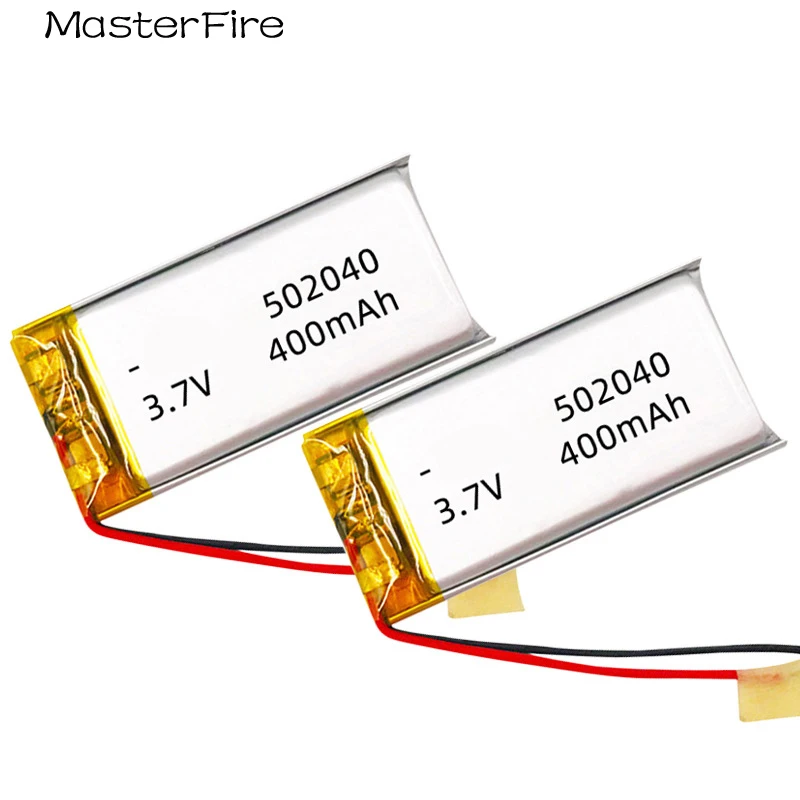 

2pcs/lot 3.7V 400mah Rechargeable Lithium Polymer Battery 502040 for GPS POS Bluetooth Headset Electric Tool Digital Camera Cell