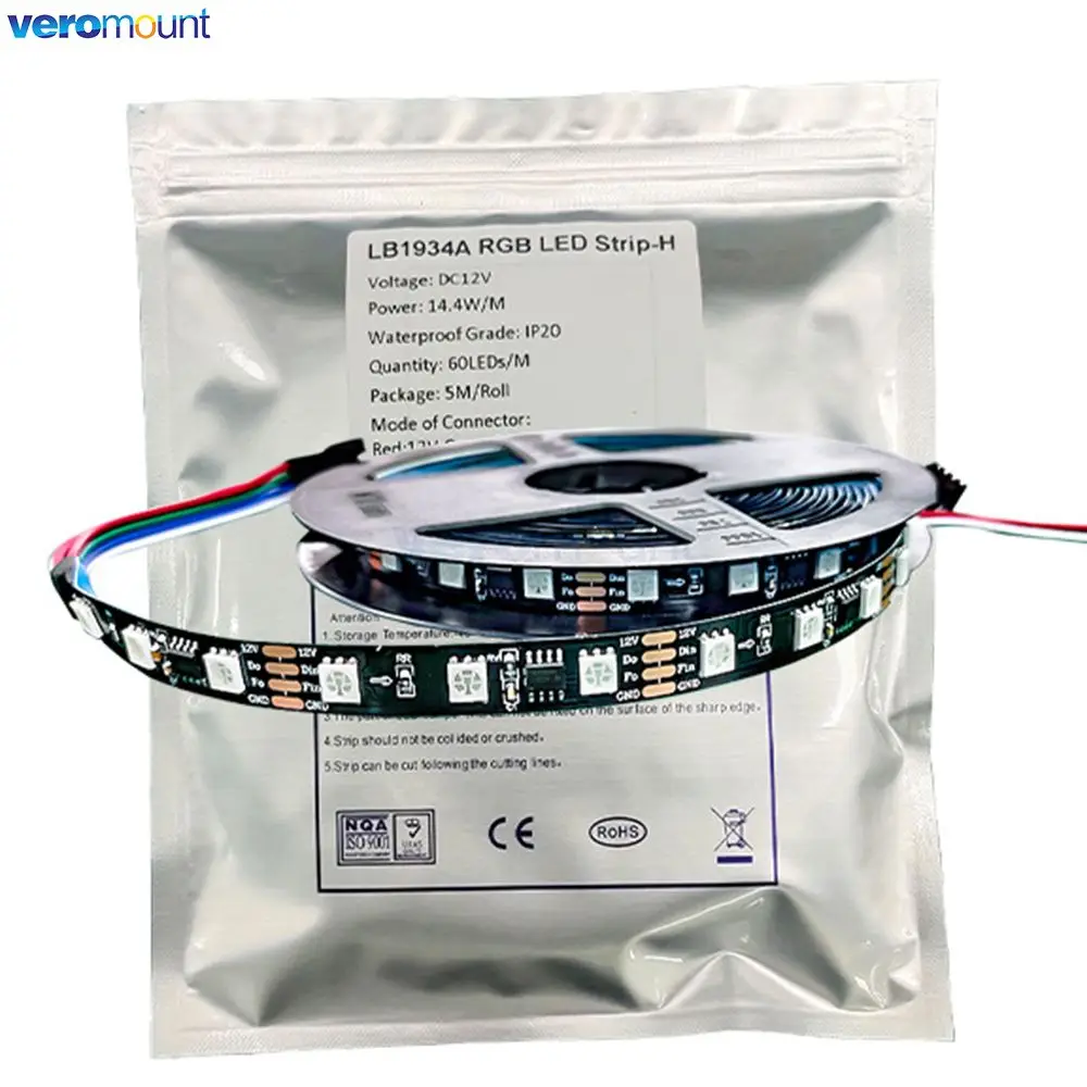 5m DC 12V programowalne zewnętrzne LB1934A IC adresowalne kolor marzeń RGB Digital Pixel Strip LED ciągłość 60/84LEDs/m